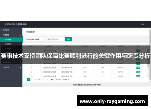 赛事技术支持团队保障比赛顺利进行的关键作用与职责分析